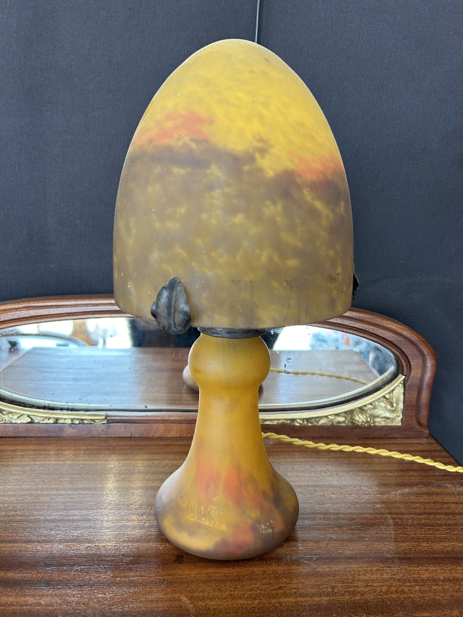 Art Nouveau Mushroom Lamp By Muller Brothers Lunévilles Circa 1910-photo-2