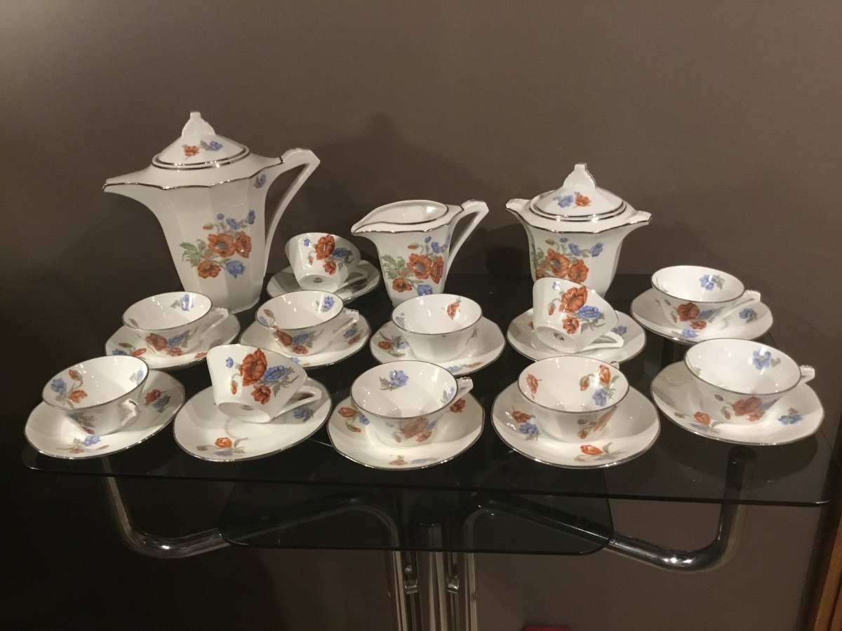 Service à café en porcelaine de France époque Art Déco