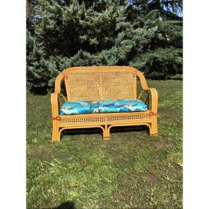Rattan And Cane Bench Design 1980