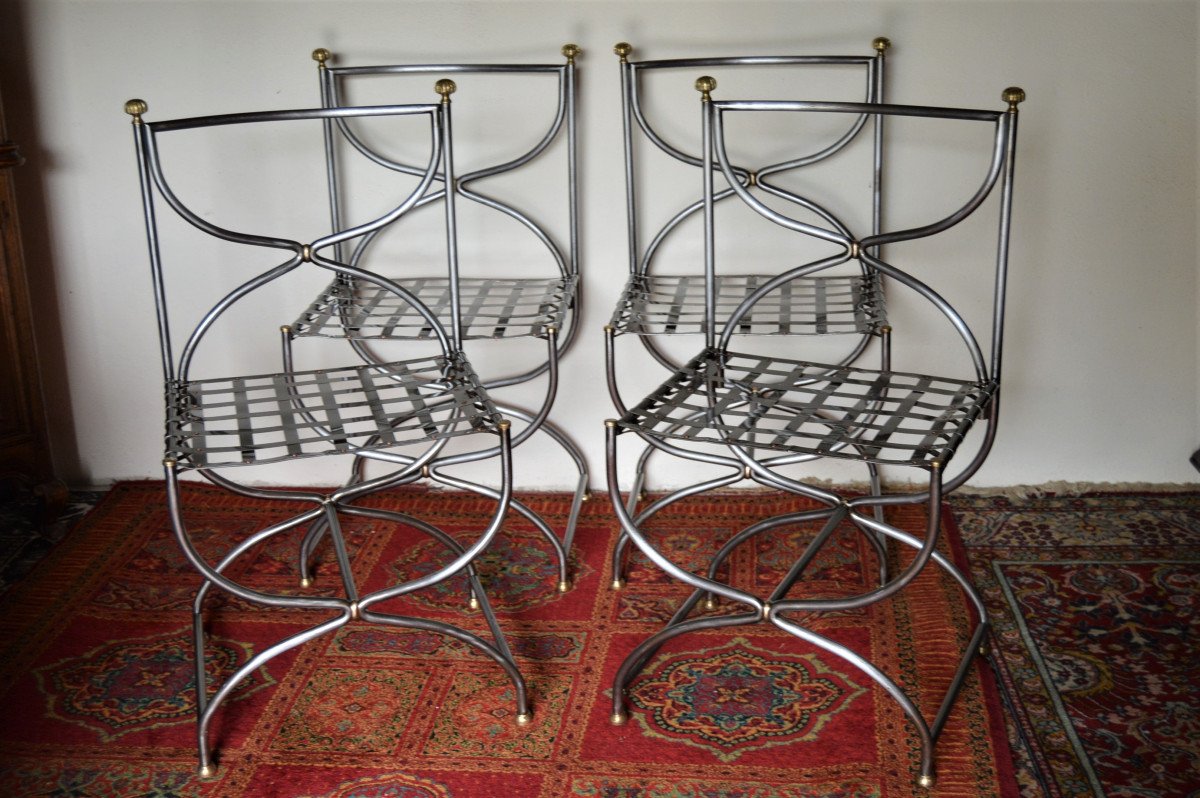 Series Of 4 Chairs From Maison Jansen-photo-3