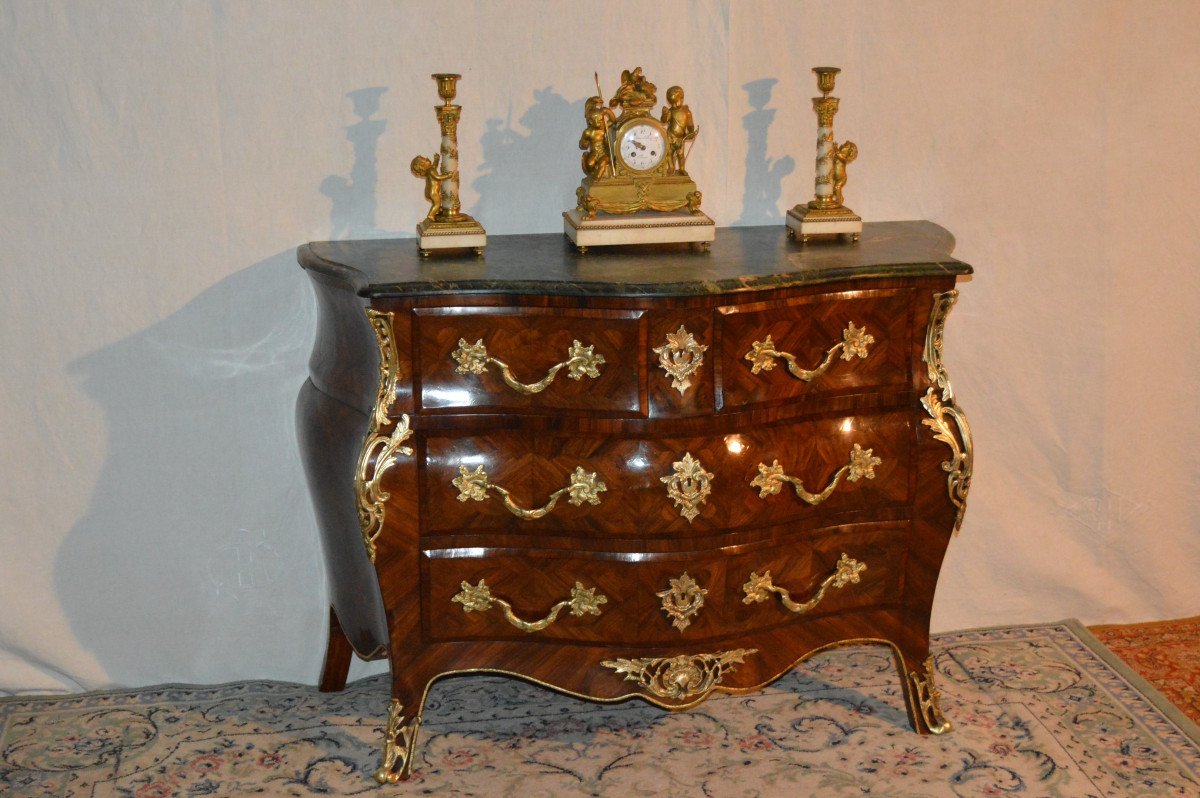 Louis XV Style Marquetry Tomb Commode-photo-2