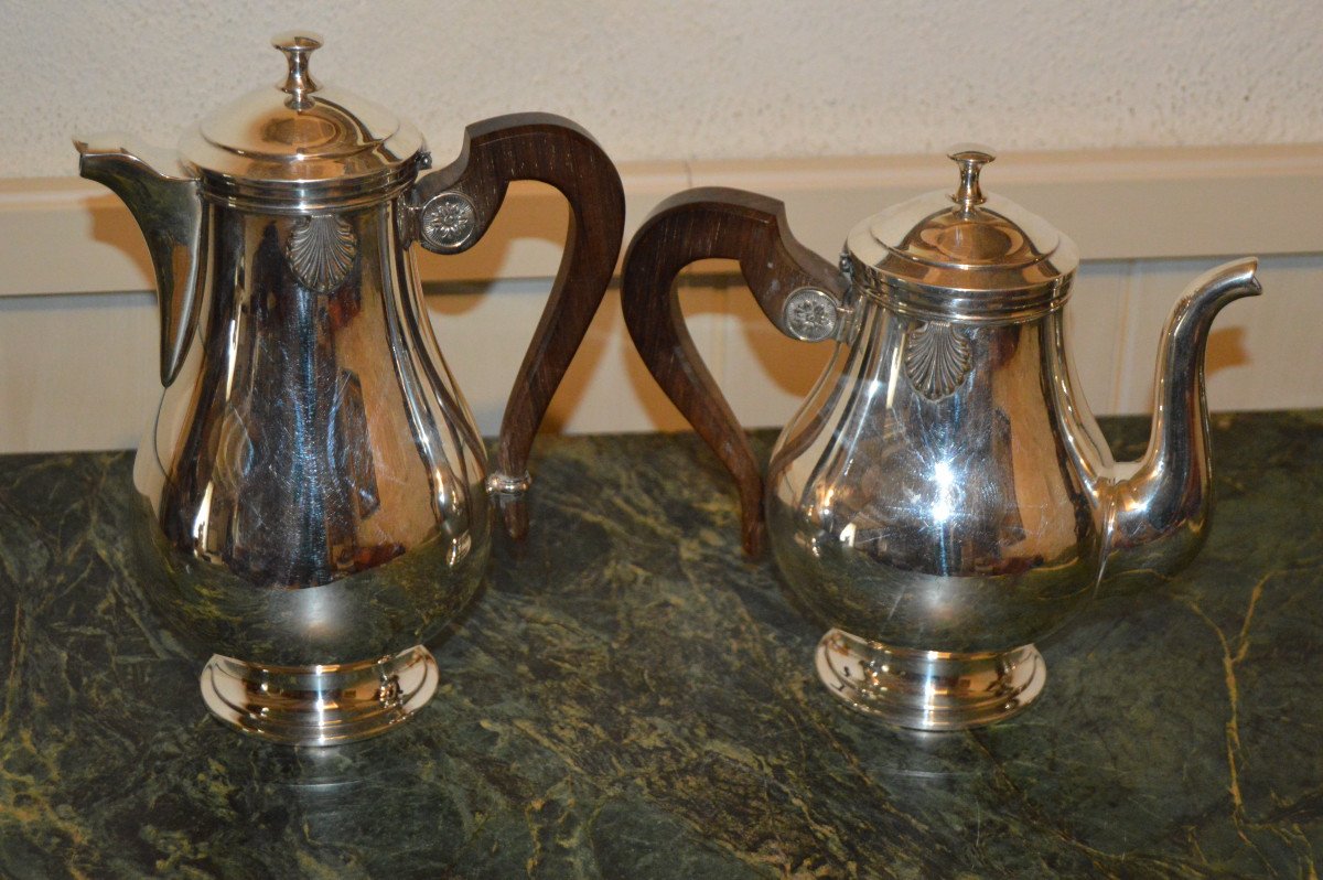 Christofle, Tea And Coffee Service In Silver Metal-photo-2