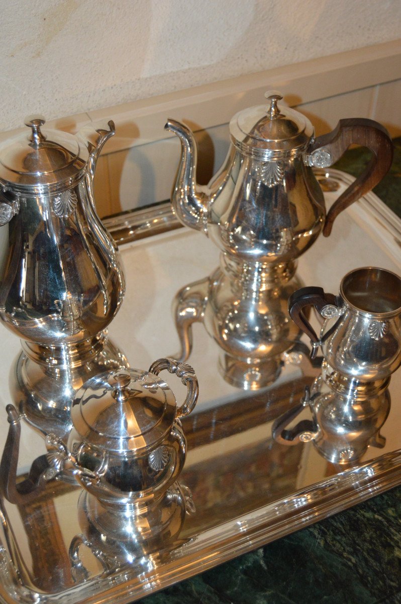 Christofle, Tea And Coffee Service In Silver Metal-photo-6