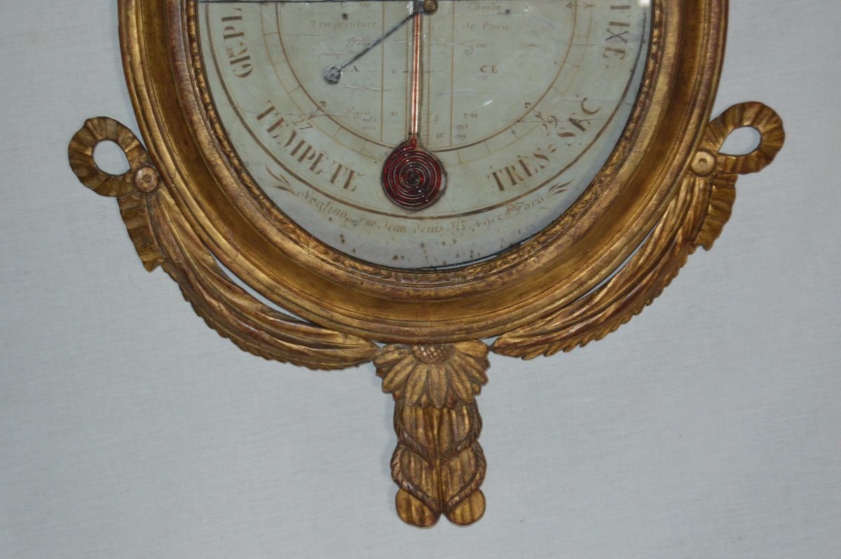 Barometer In Golden Wood, Louis XVI Period-photo-1