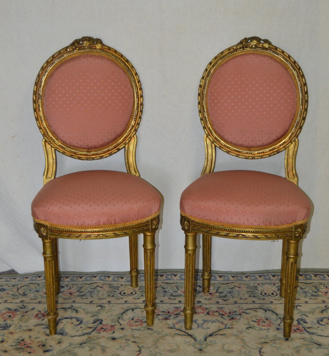 Pair Of Louis XVI Style Chairs In Golden Wood-photo-6