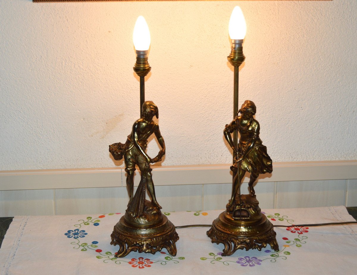 Pair Of Lamps In Regulates Auguste Moreau-photo-7