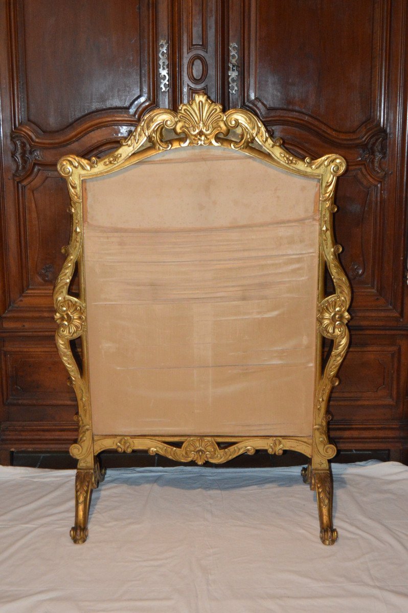 Large Golden Wood Fireplace Screen-photo-2