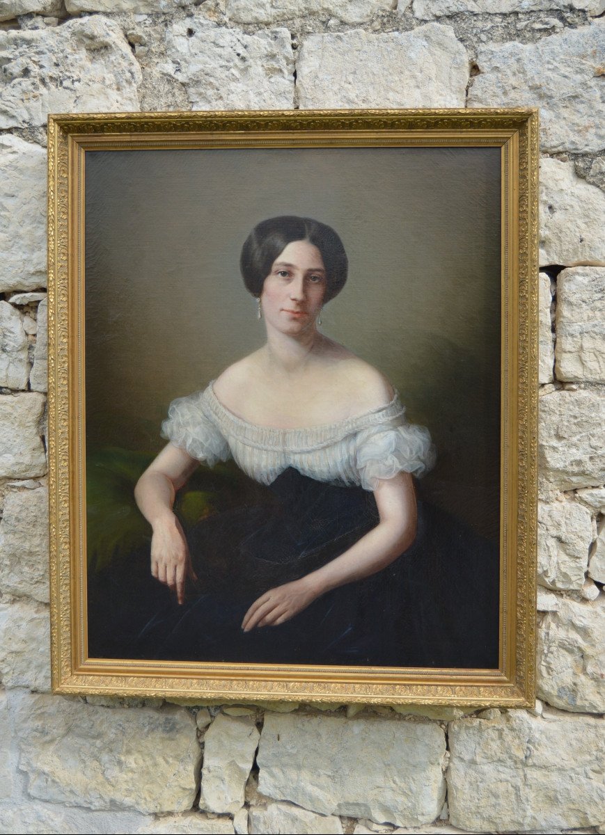 Large Painting, Portrait Of A Young Woman-photo-2
