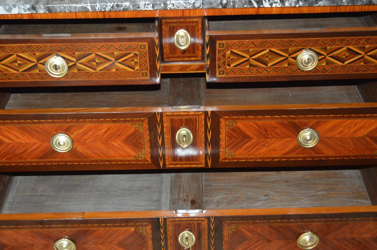 Commode En Marqueterie D’époque Louis XVI-photo-1