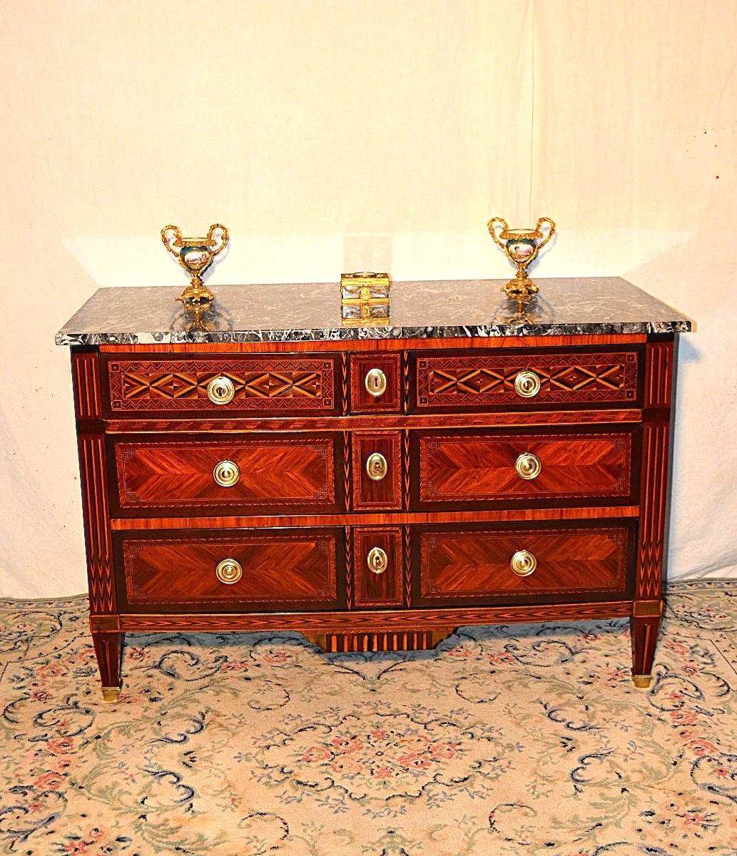 Commode En Marqueterie D’époque Louis XVI-photo-6