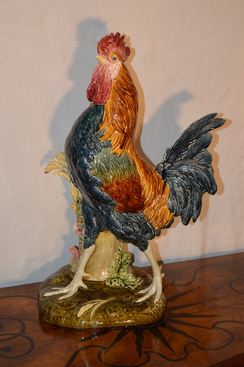 Large Ceramic Rooster Signed Comoléra-photo-2