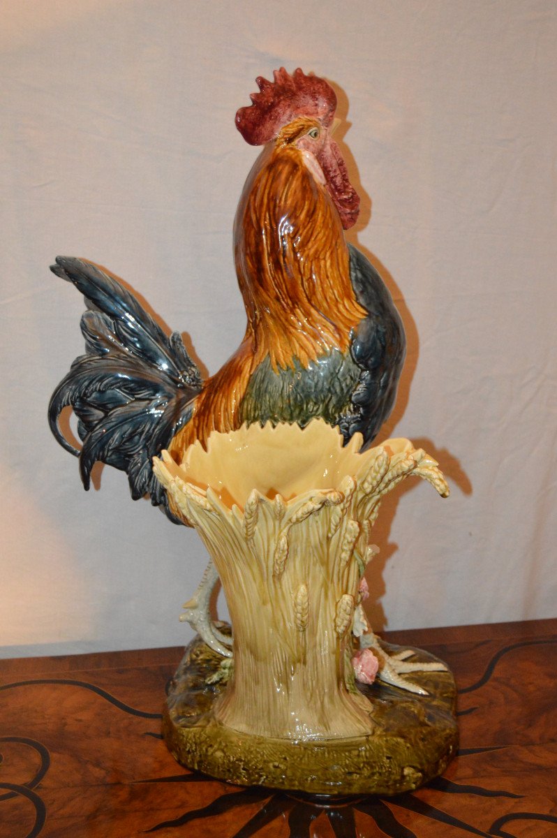 Large Ceramic Rooster Signed Comoléra-photo-4