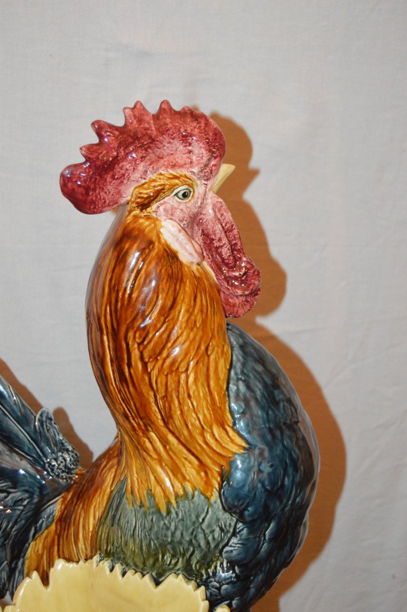 Large Ceramic Rooster Signed Comoléra-photo-2