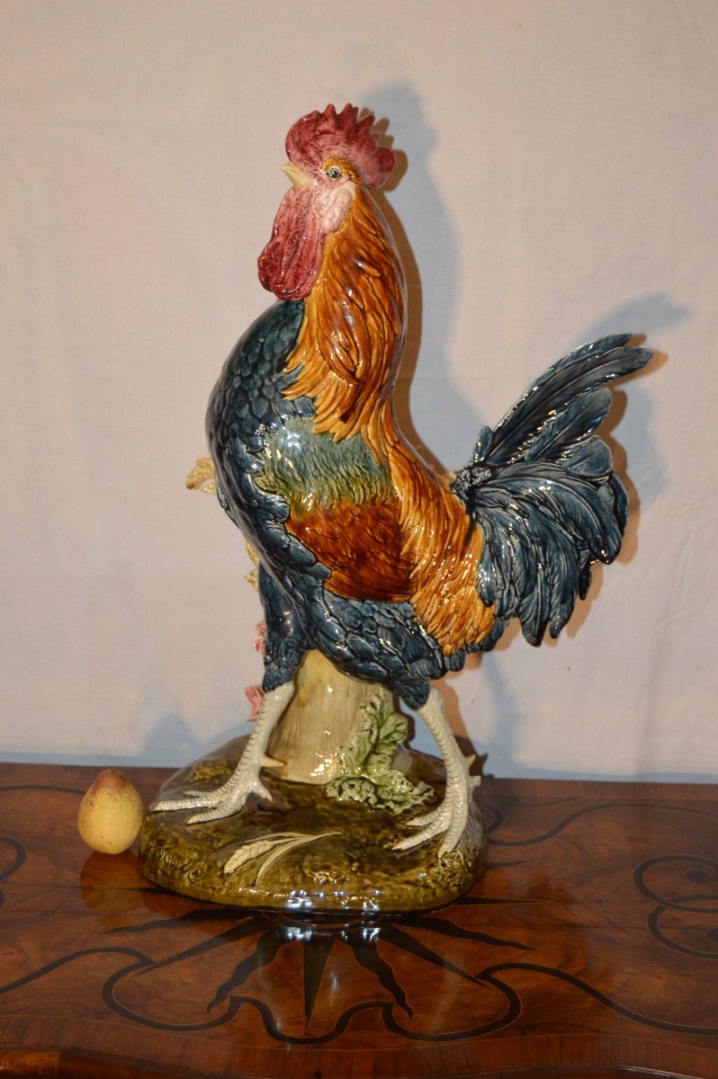 Large Ceramic Rooster Signed Comoléra-photo-4