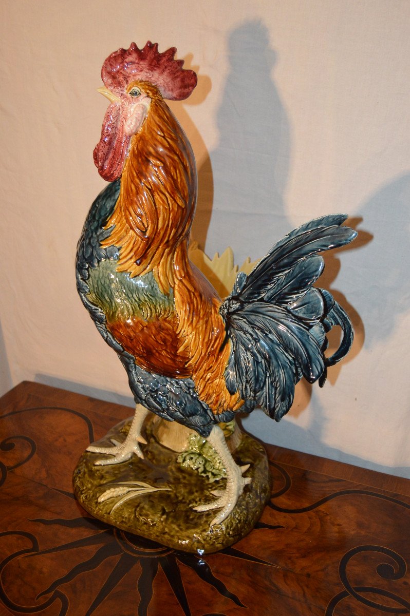 Large Ceramic Rooster Signed Comoléra-photo-5