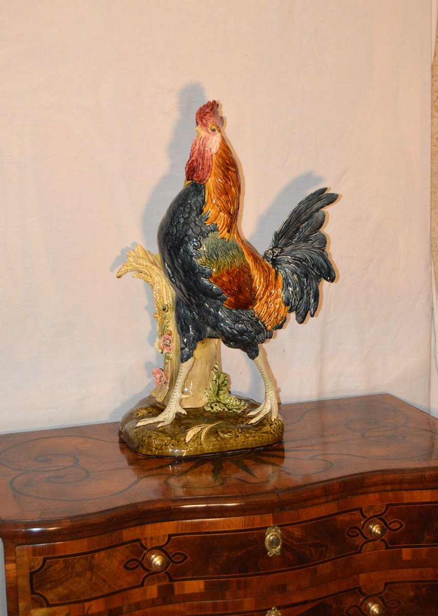 Large Ceramic Rooster Signed Comoléra-photo-6