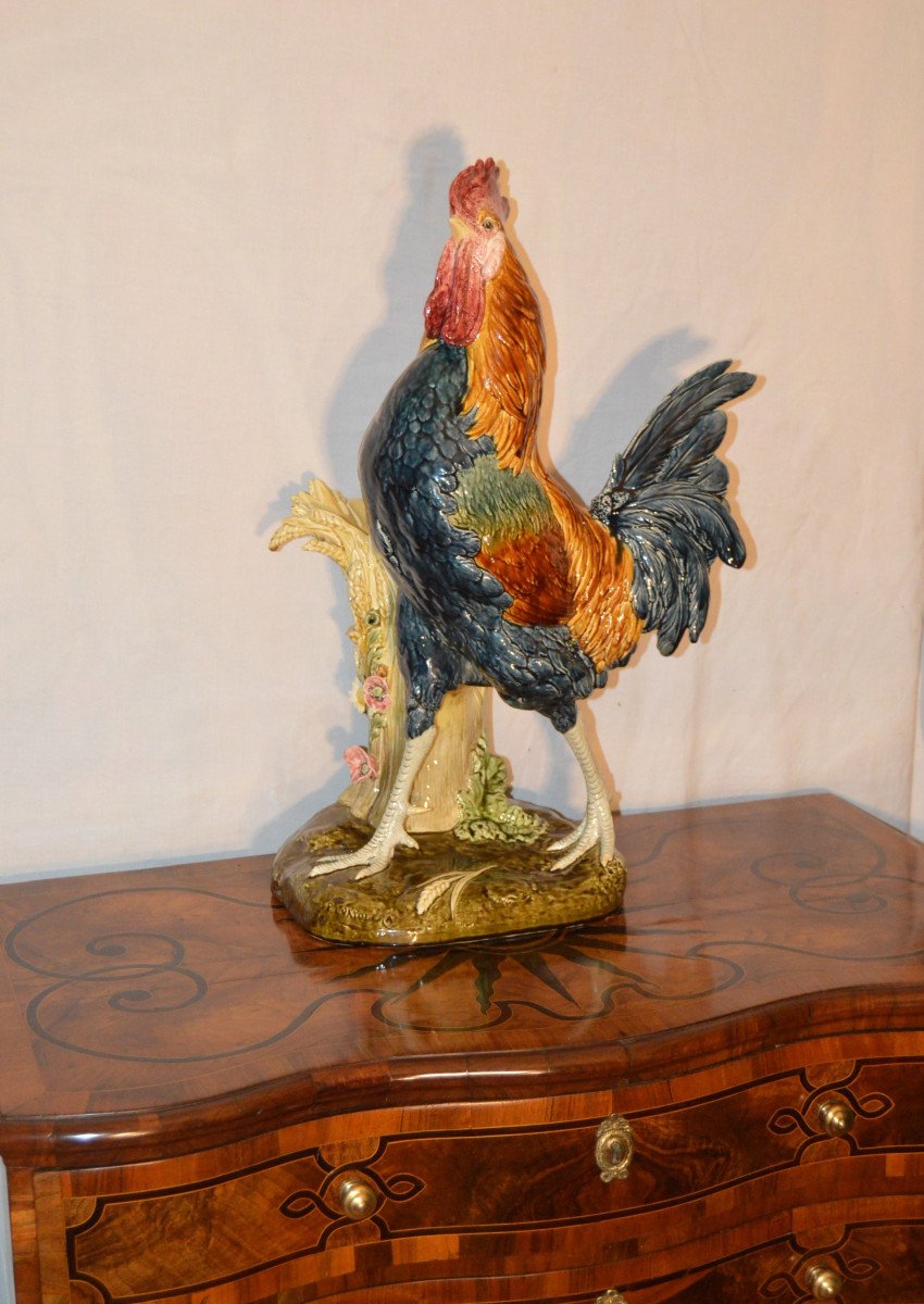 Large Ceramic Rooster Signed Comoléra