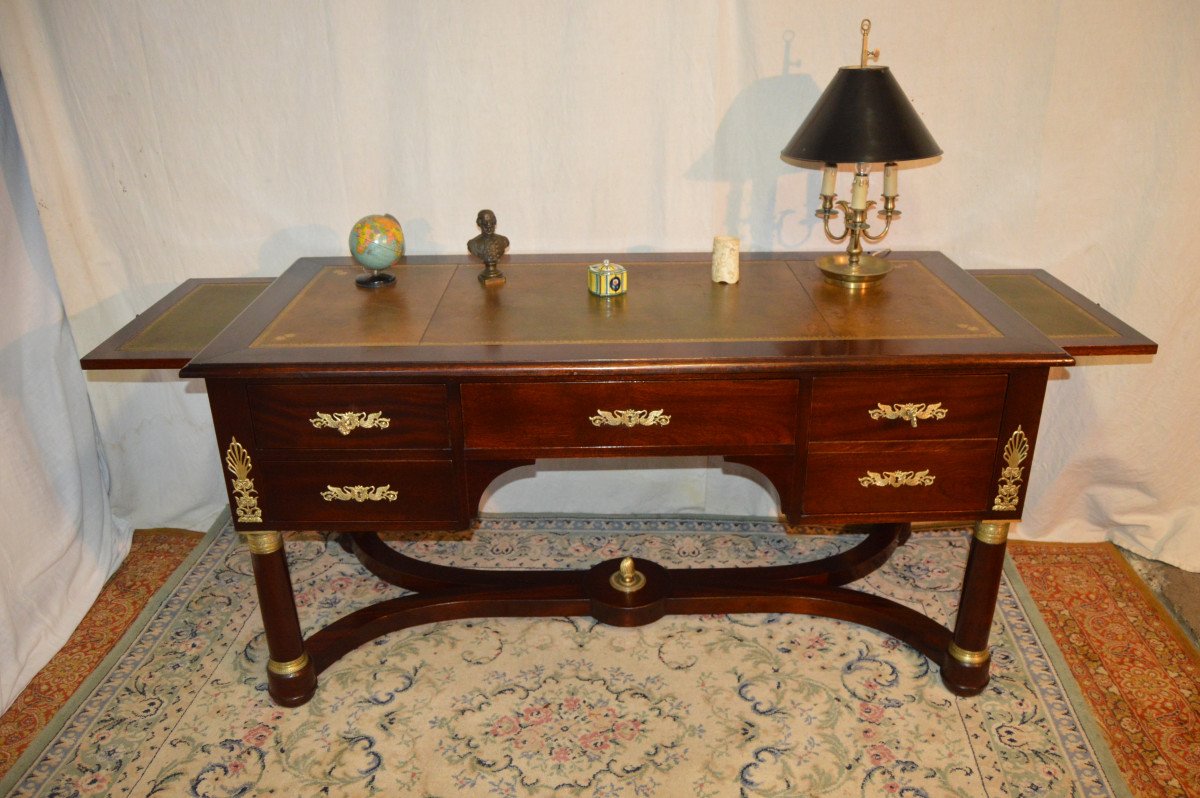 Large Double-sided Empire Mahogany Desk -photo-2