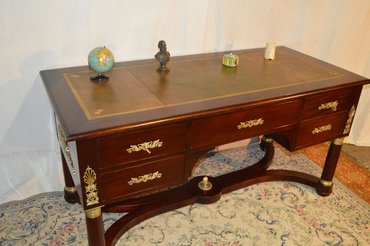 Large Double-sided Empire Mahogany Desk -photo-3