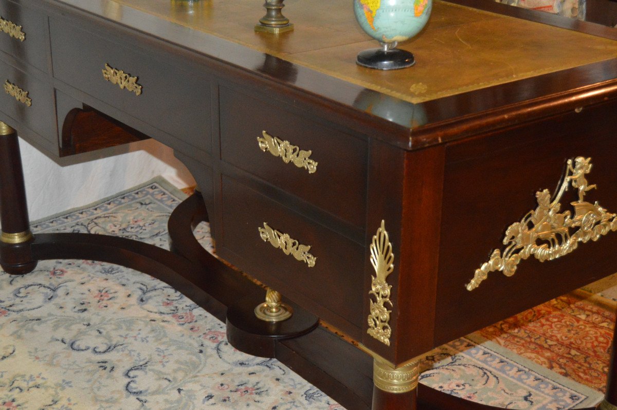 Large Double-sided Empire Mahogany Desk -photo-3