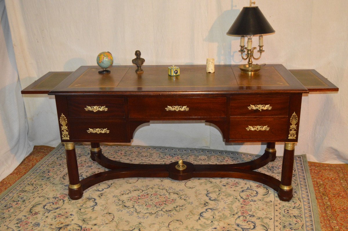 Large Double-sided Empire Mahogany Desk -photo-4