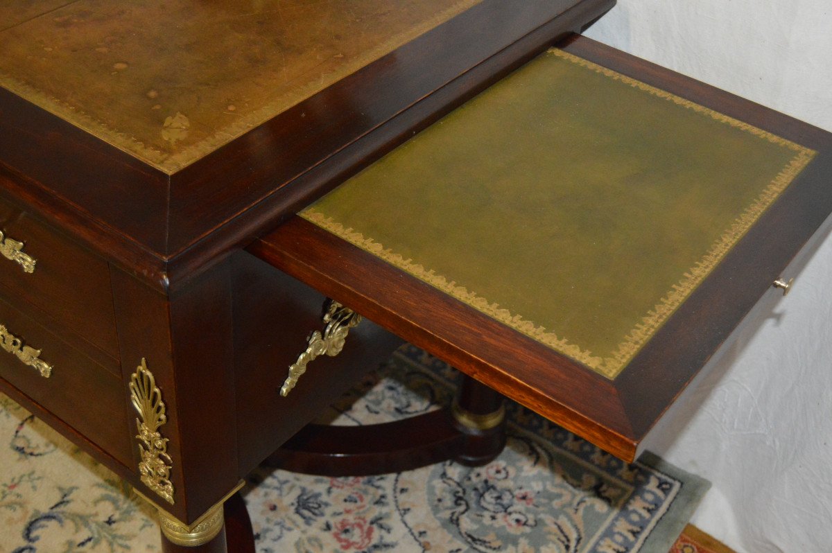 Large Double-sided Empire Mahogany Desk -photo-5