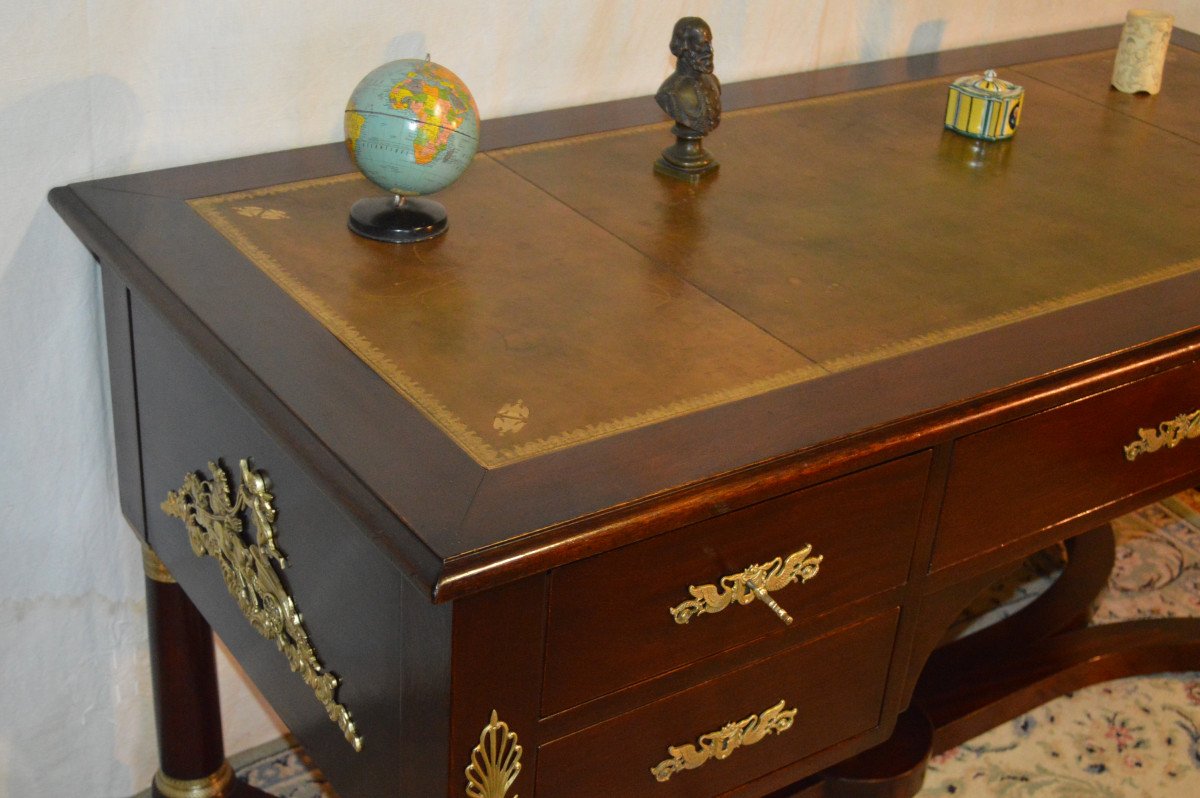 Large Double-sided Empire Mahogany Desk -photo-7