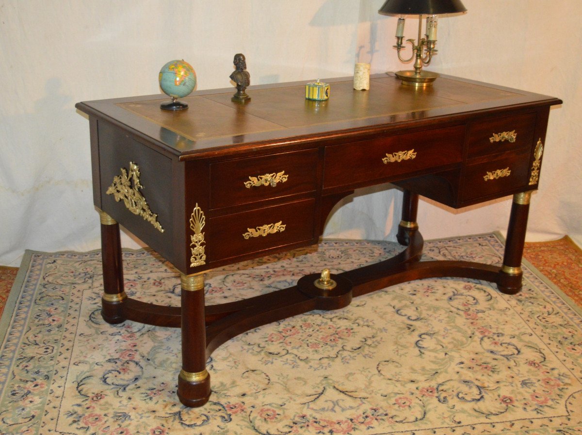 Large Double-sided Empire Mahogany Desk 