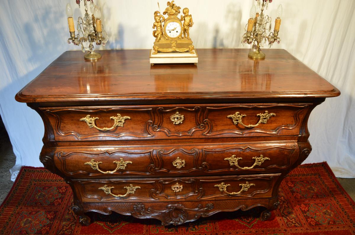 Commode Tombeau XVIIIe En Noyer-photo-4