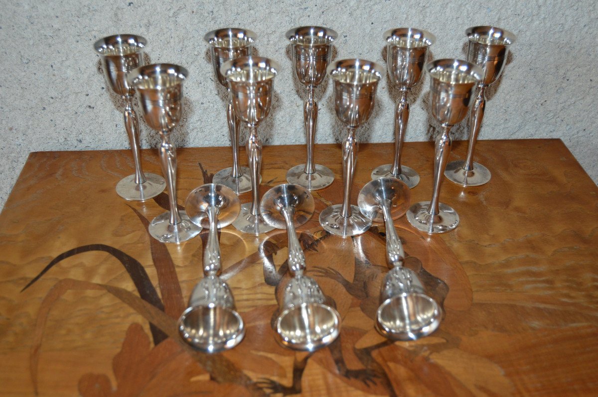 Silver Metal Liquor Glasses.-photo-1