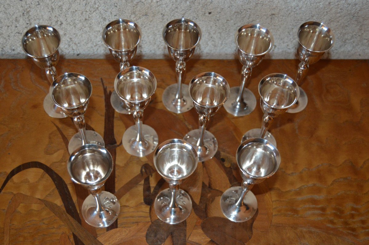 Silver Metal Liquor Glasses.-photo-2