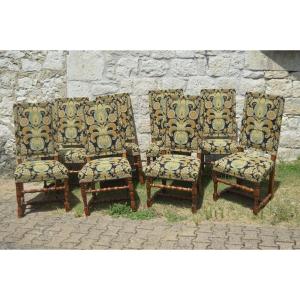 Set Of Eight Louis XIII Style Chairs