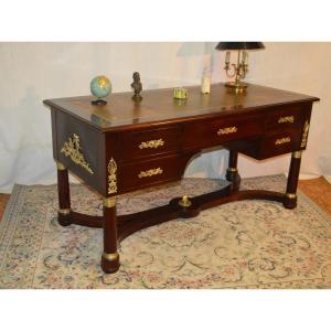 Large Double-sided Empire Mahogany Desk 