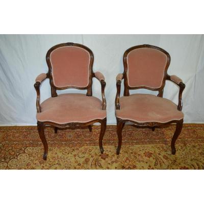Pair Of Louis XV Cabriolets Armchairs