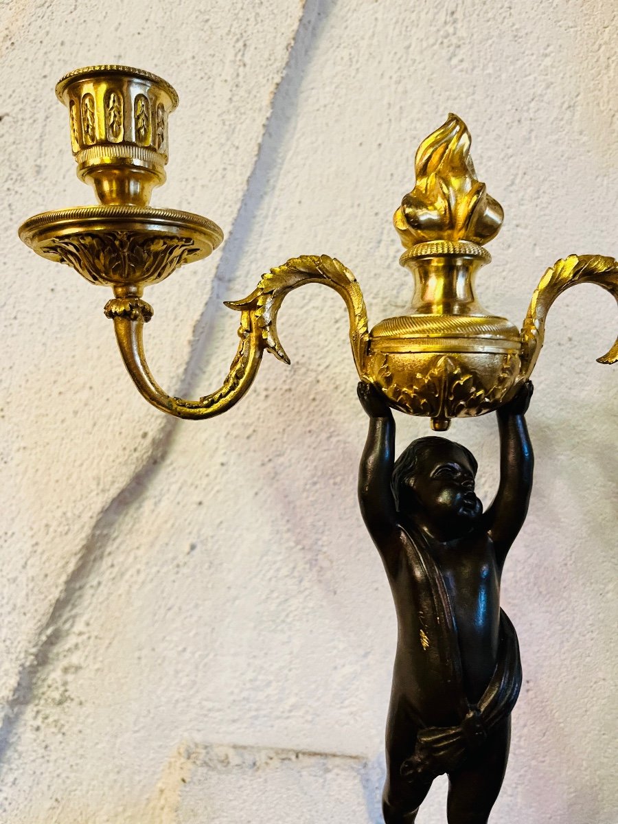 Pair Of Louis XVI Bronze Candlesticks-photo-3