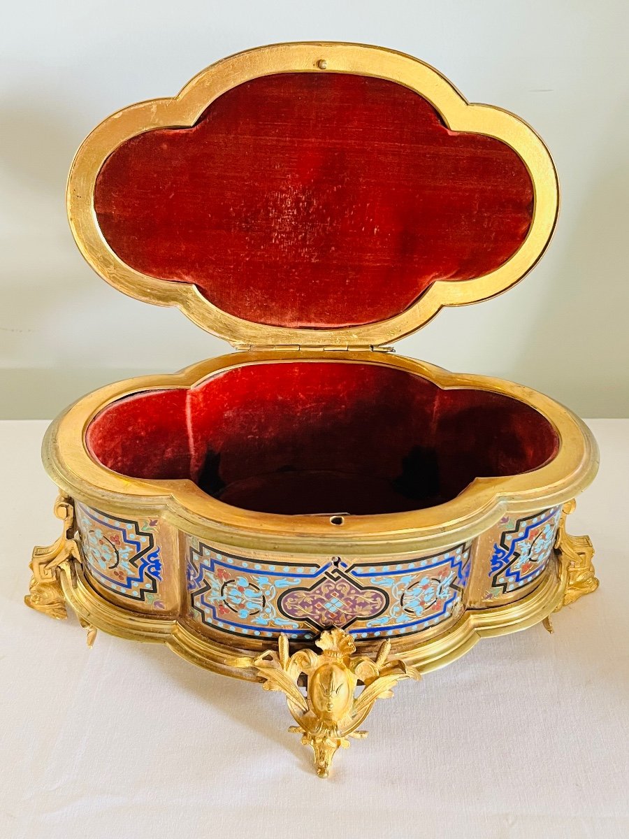 Coffret boîte à bijoux Alphonse Giroux bronze émaux cloisonnés -photo-4