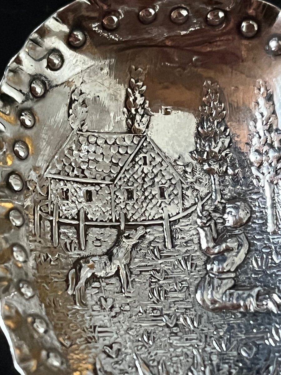 Rare cuillère XVIIIe en argent aux fermiers généraux -photo-2