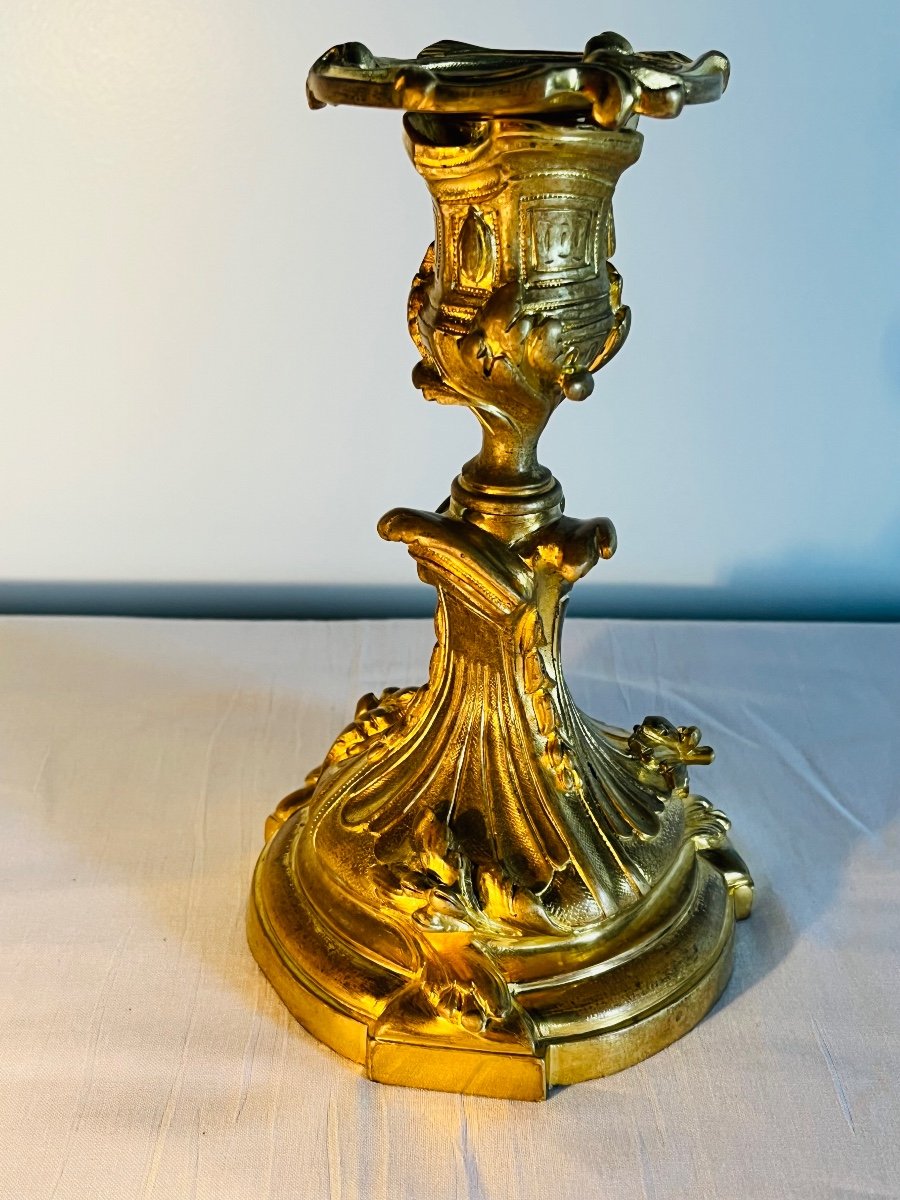 Lampe en bronze doré Louis XV d’après Meissonnier-photo-4