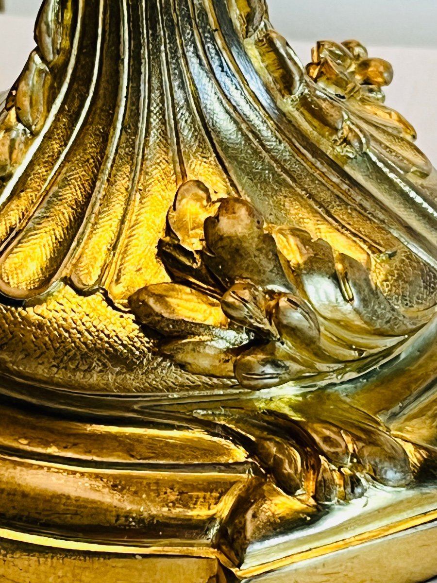 Lampe en bronze doré Louis XV d’après Meissonnier-photo-3