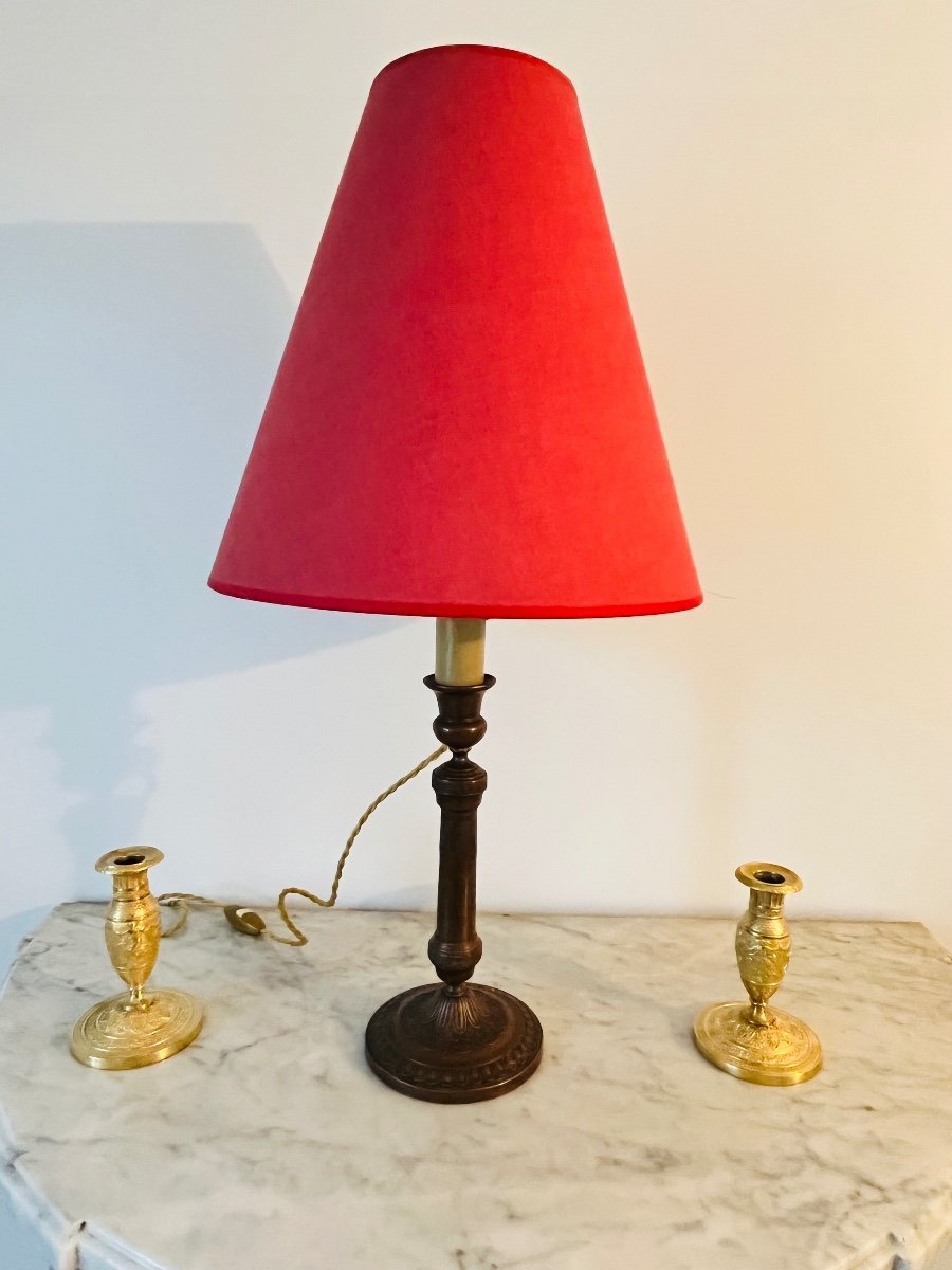 Louis XVI Period Candlestick Mounted As A Lamp-photo-3