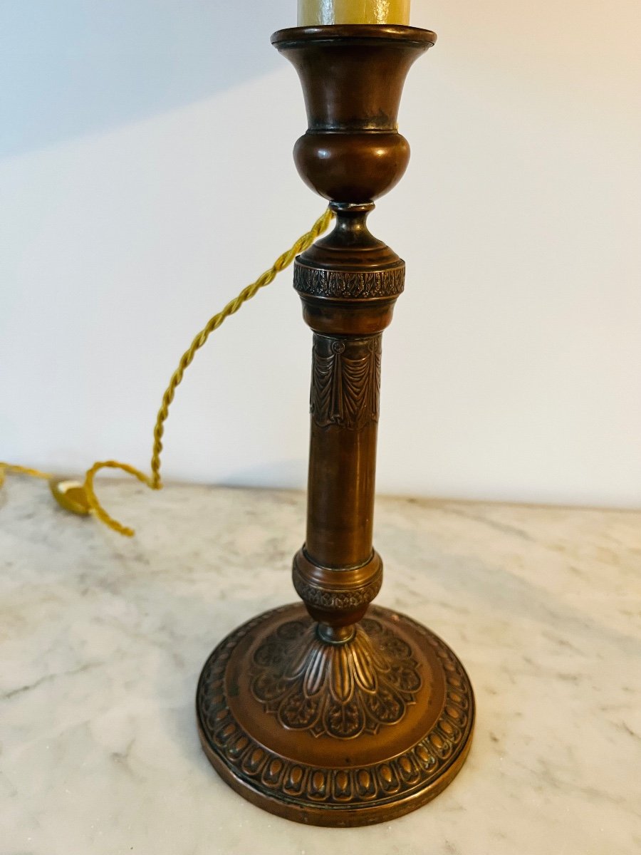 Louis XVI Period Candlestick Mounted As A Lamp-photo-2