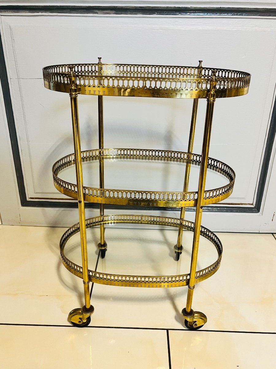End Table In Golden Brass With 3 Levels -photo-2