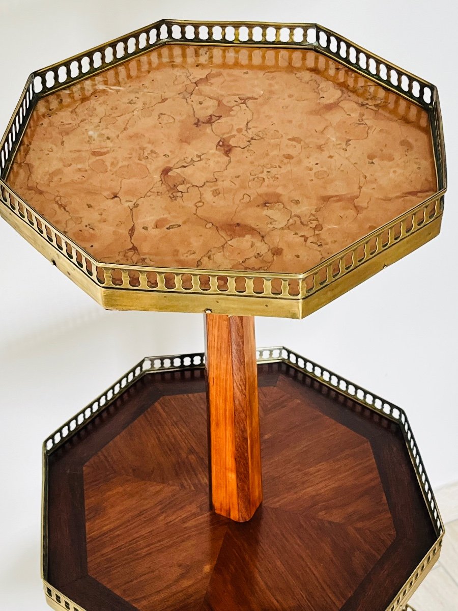 Louis XVI Mute Servant Pedestal Table In Marquetry -photo-3