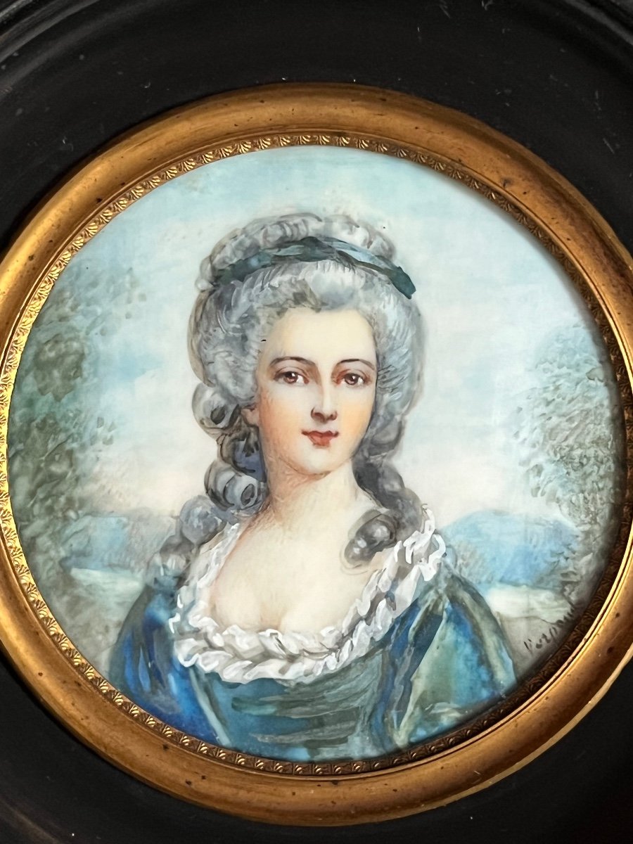 Miniature sur ivoire portrait de Madame de Montesson -photo-2