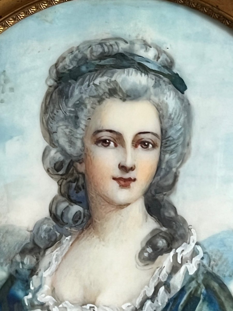 Miniature sur ivoire portrait de Madame de Montesson -photo-3