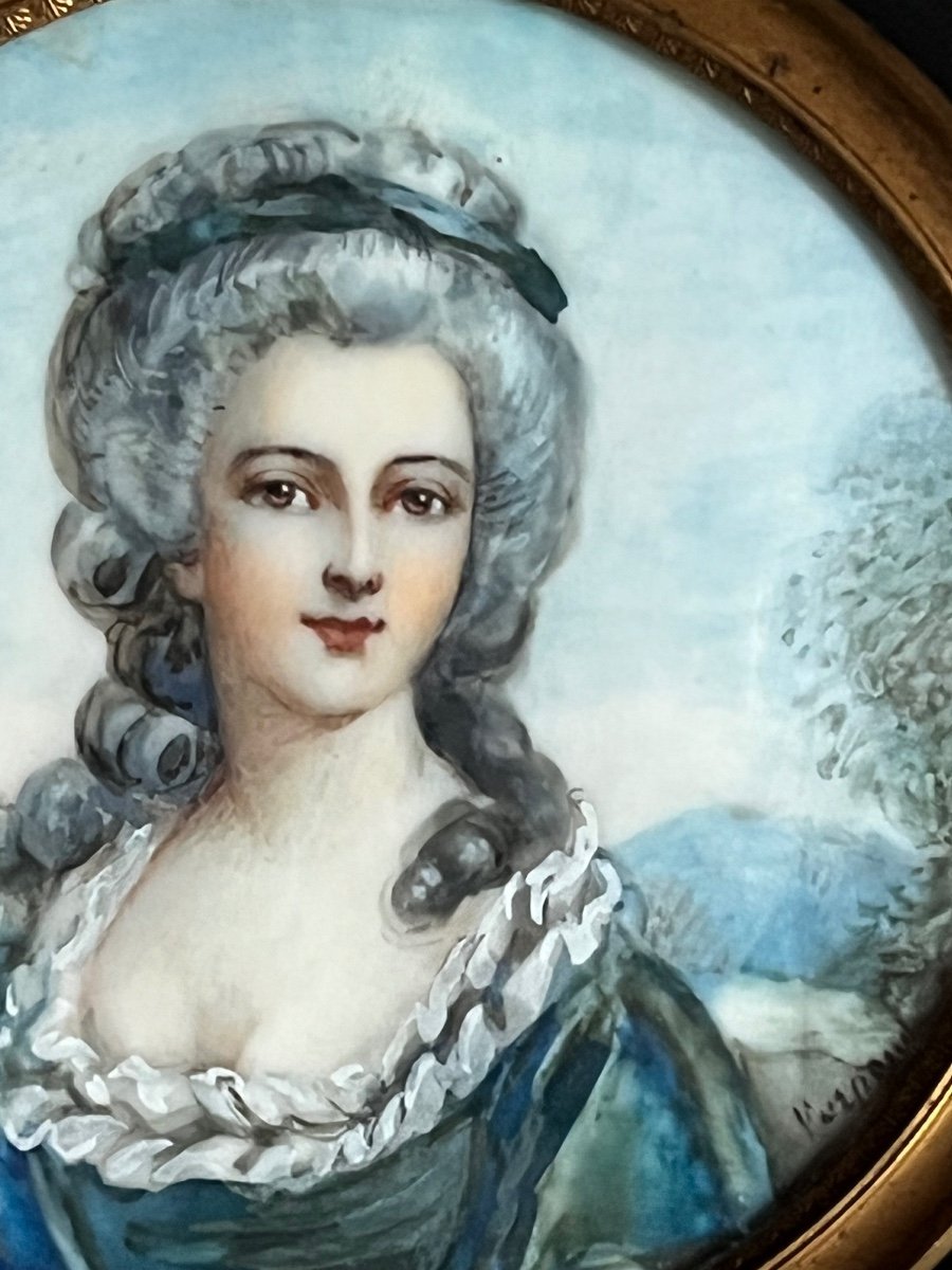 Miniature sur ivoire portrait de Madame de Montesson -photo-4