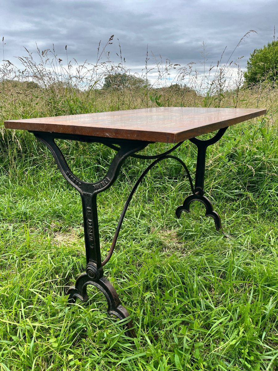 Series Of 4 Bistro Tables 1900 With Cast Iron Base-photo-2