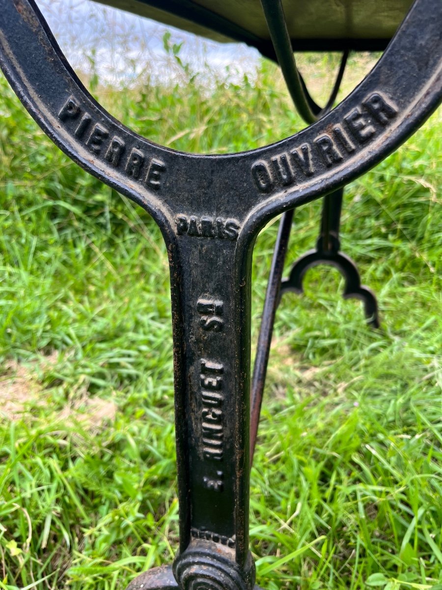 Series Of 4 Bistro Tables 1900 With Cast Iron Base-photo-4