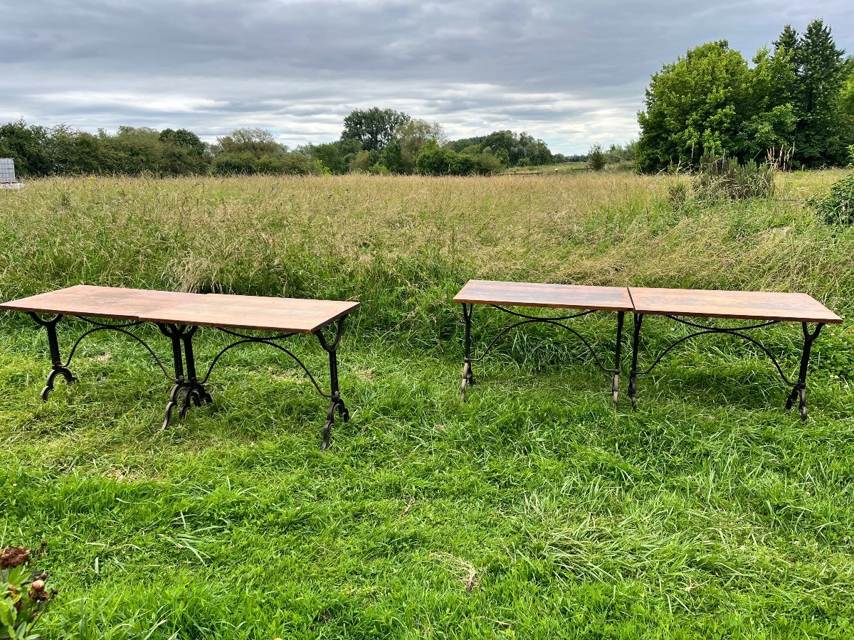 Series Of 4 Bistro Tables 1900 With Cast Iron Base-photo-4