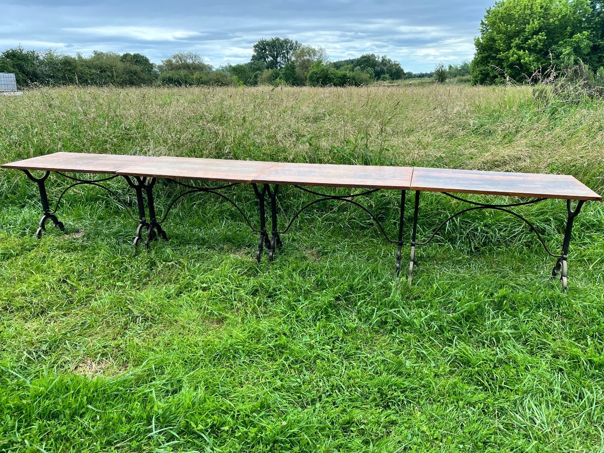 Series Of 4 Bistro Tables 1900 With Cast Iron Base